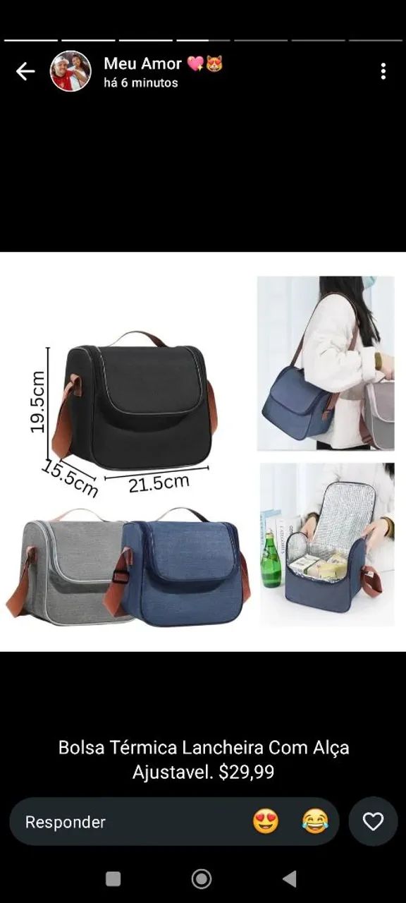 Bolsa térmica lancheira com alça 