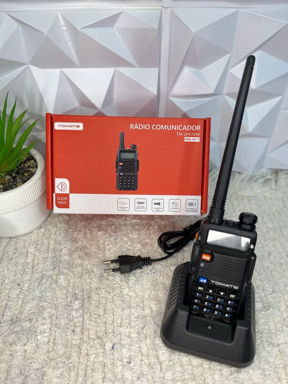 Rádio Comunicador Tomate  MRA-001T UHF/VHF com FM e Lanterna
