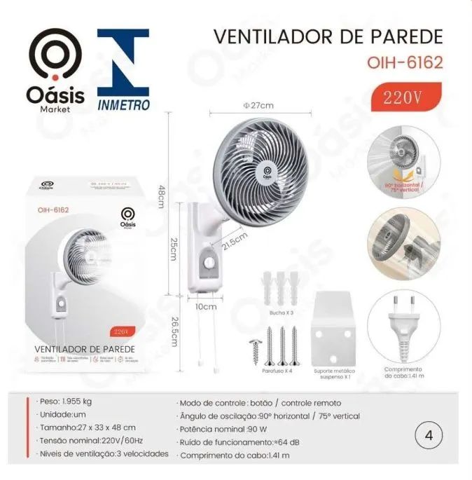 Ventilador de parede Onistek  - Foto 2