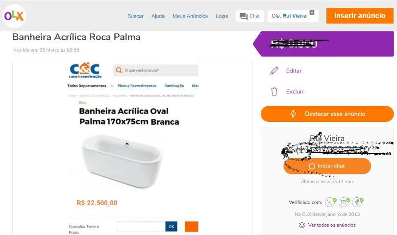 Banheira de Imersão Roca 170x75cm Branca - Foto 4
