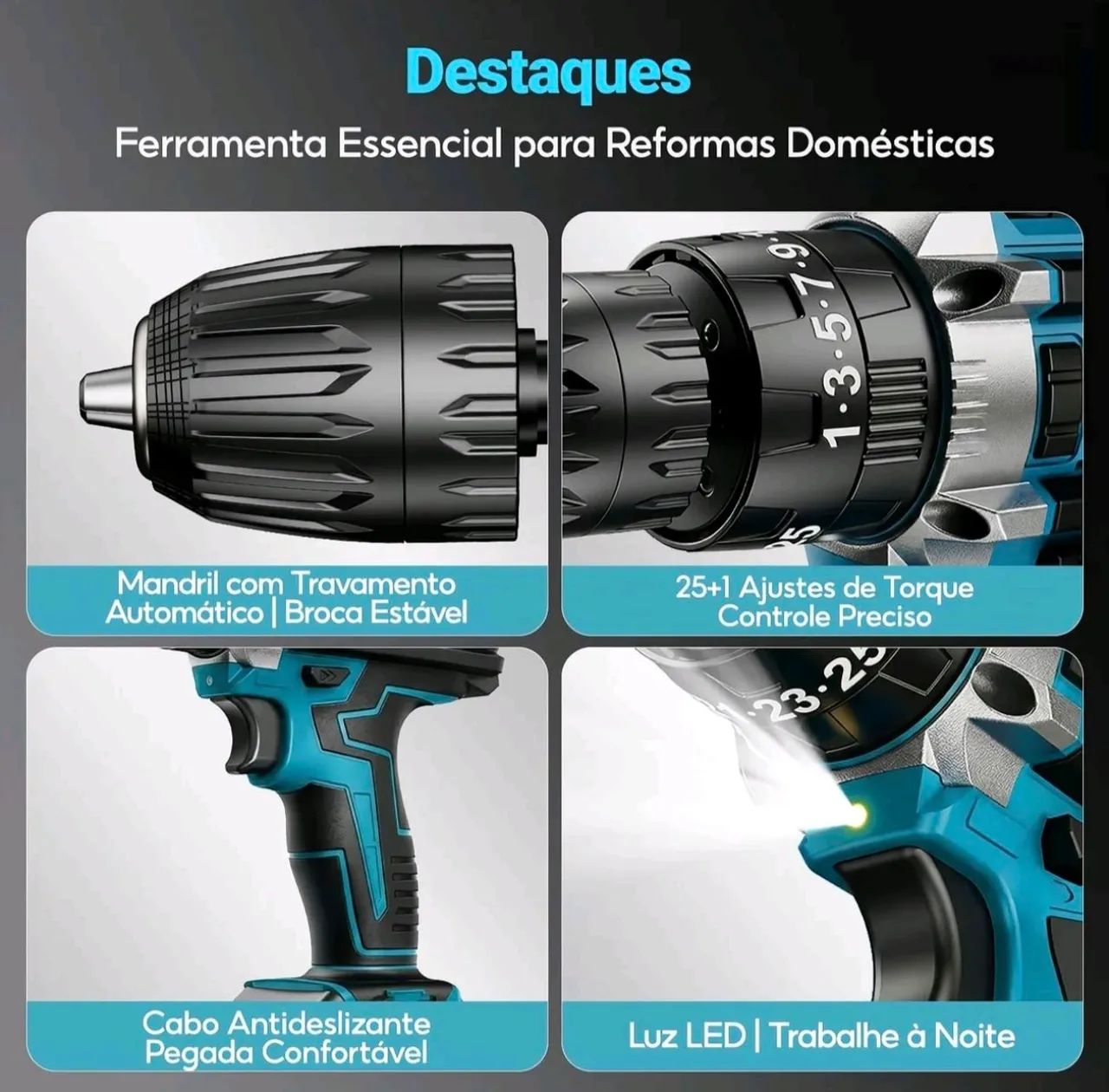 Furadeira e parafusadeira com 2 baterias 48v - Ferramentas de