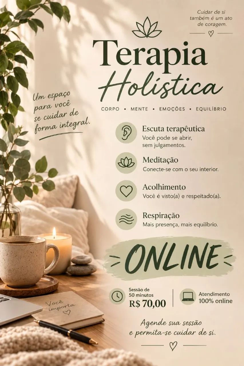 Escuta terapêutica/holística 70,00 