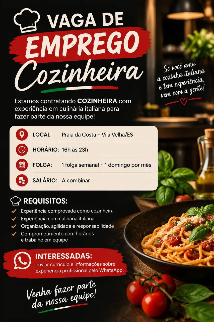 Vaga para cozinheiro