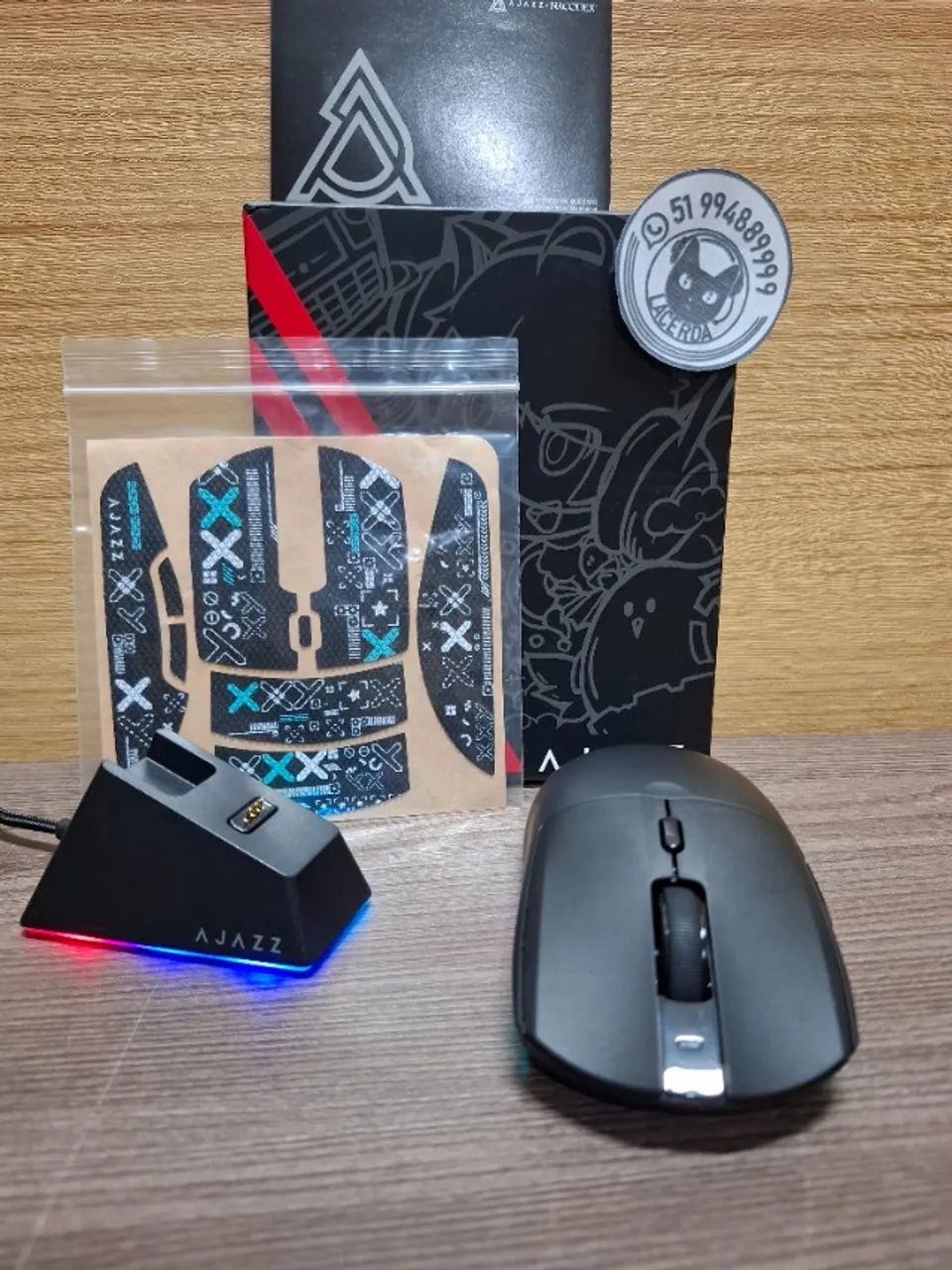 Mouse Sem Fio RGB Ajazz AJ139 V2 MC, Tri-Mode, C/ Base de