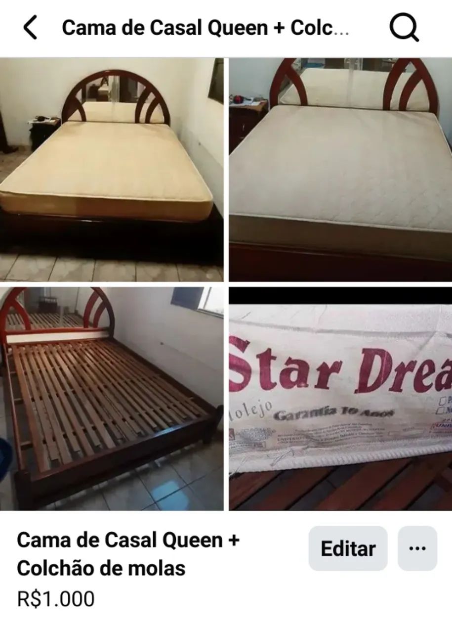 Cama de Casal Queen+ Colchão de Molas 