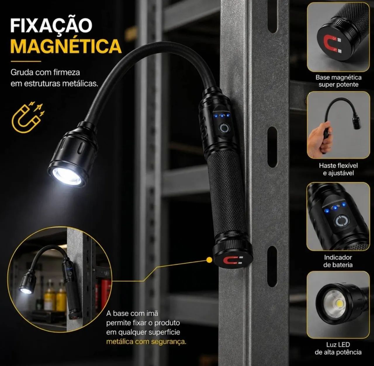 Lanterna Flexível com Base Magnética <br> - Foto 4