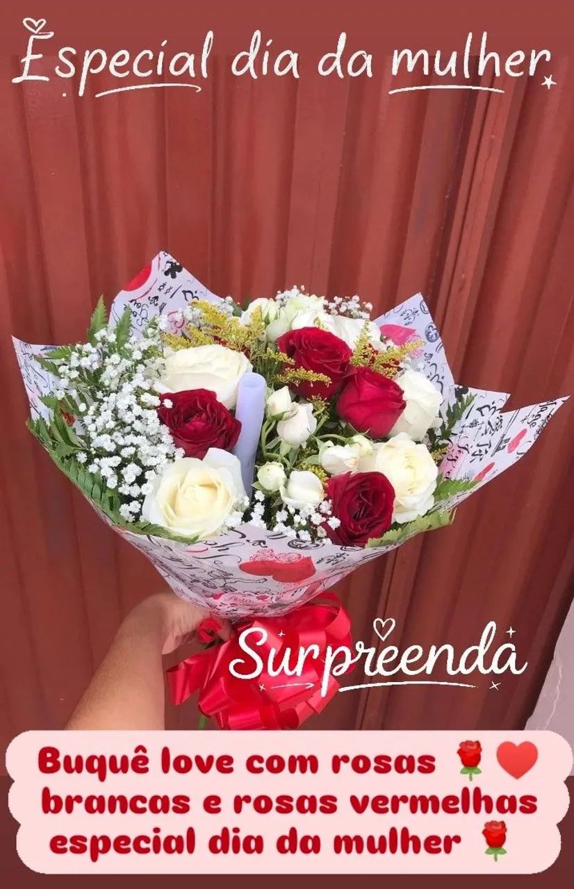 BUQUÊ DE ROSAS NATURAIS PARA O DIA DA MULHER 