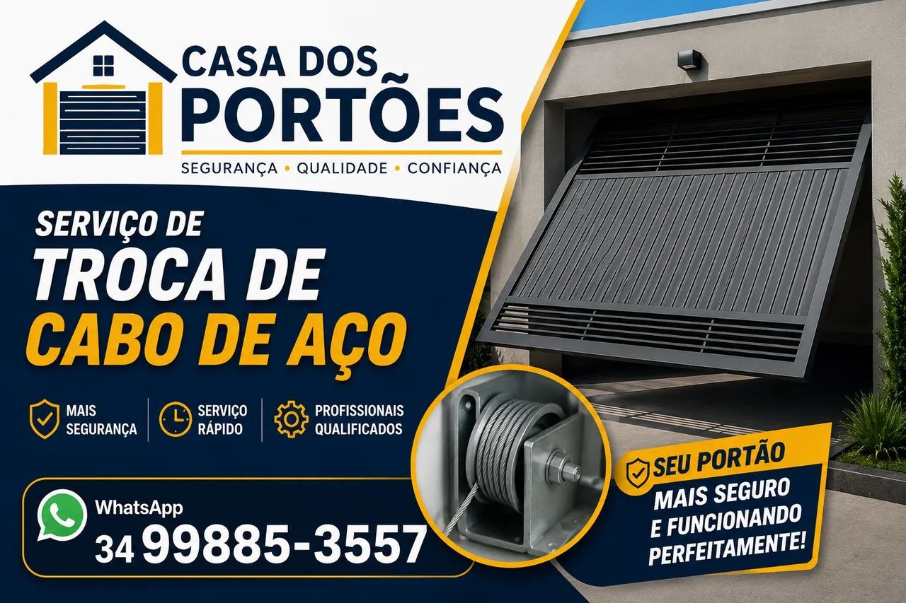 Troca de cabo de aço de portão basculante