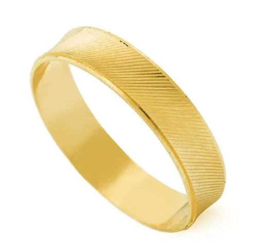 Aliança Ouro 18k Diamantada Reta 4mm 