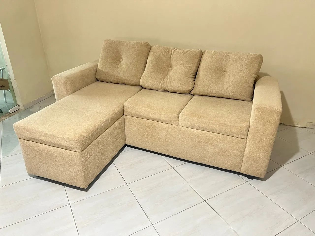 Sofá bege tipo L  - Foto 2