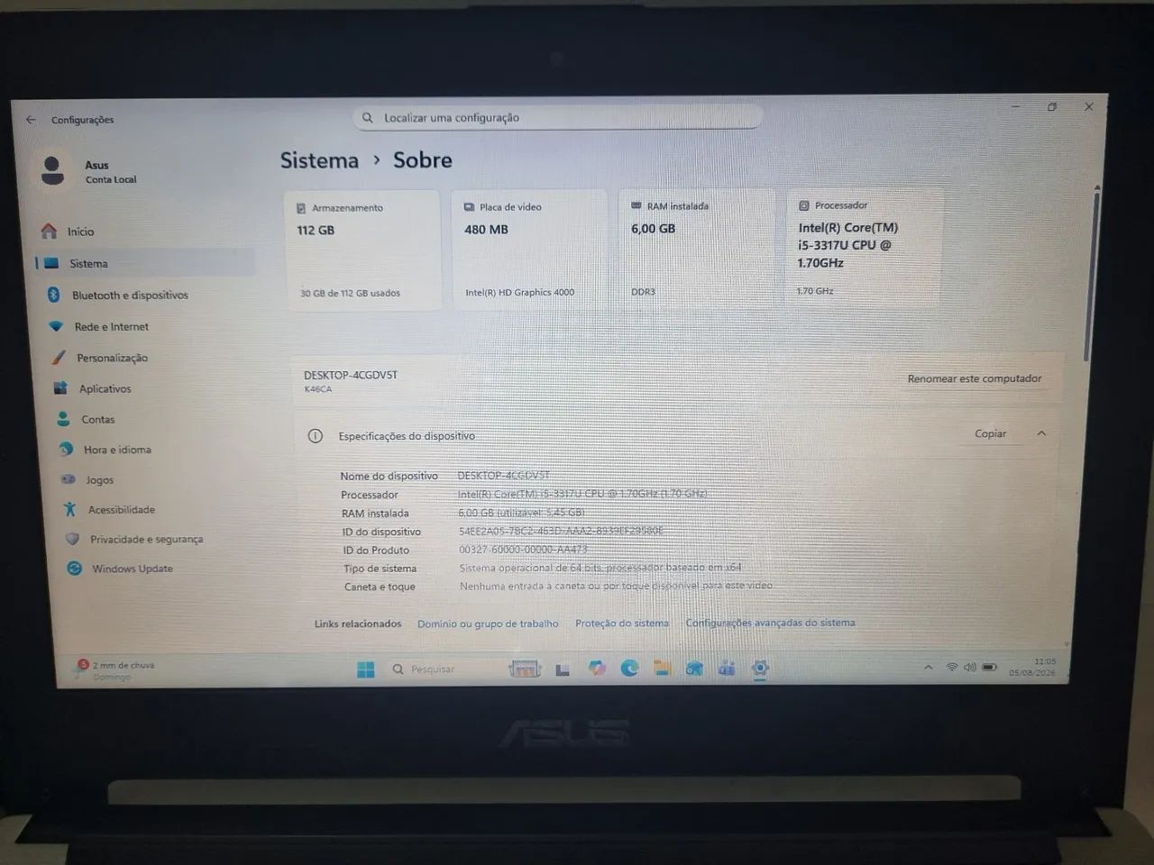 Notebook Asus, K46ca. - Foto 3