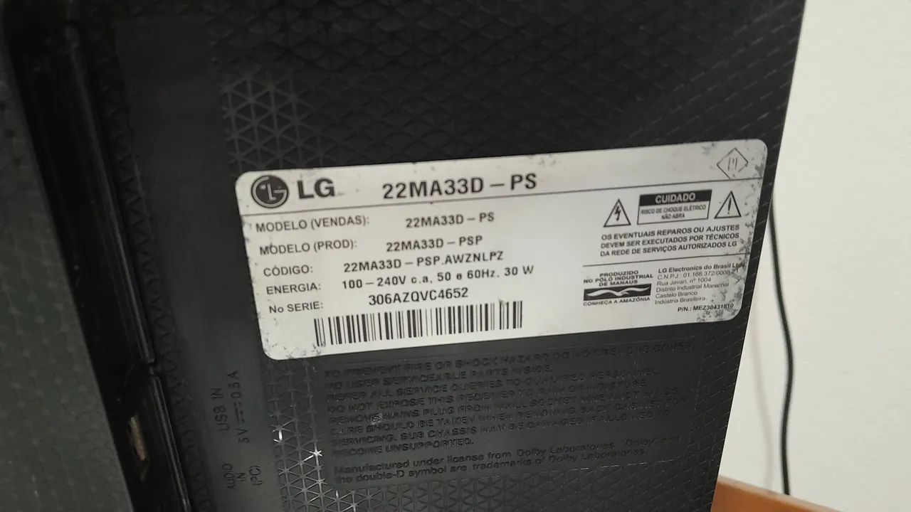 (Baixei)TV LG 22 polegadas, com defeito e sem a fonte - Foto 4
