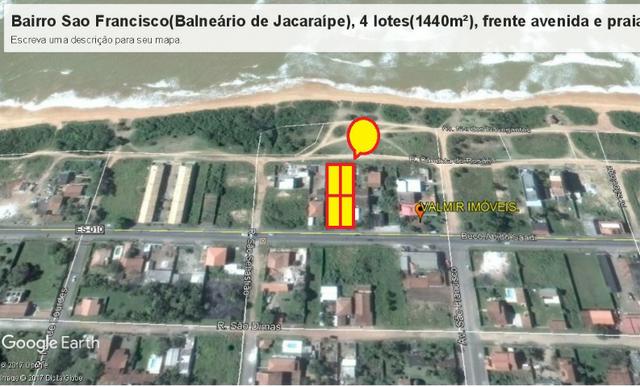 04 Lotes juntos, 360 m² cada, de frente à praia e avenida, no Balneário de Jacaraípe - Foto 8