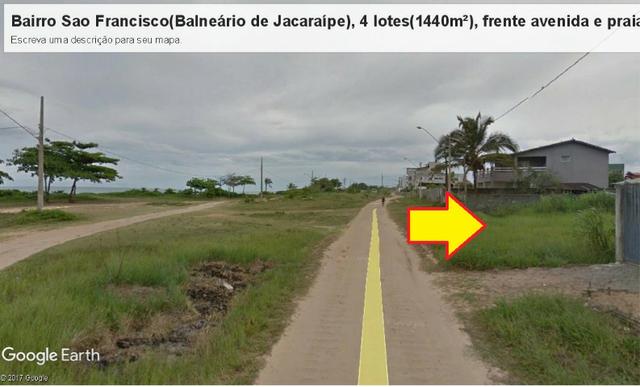 04 Lotes juntos, 360 m² cada, de frente à praia e avenida, no Balneário de Jacaraípe - Foto 5