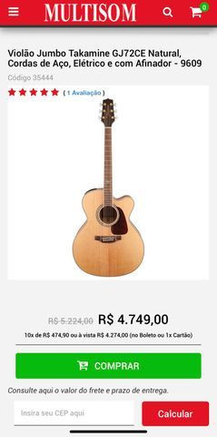 Violão Jumbo Takamine GJ72CE - Foto 6