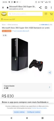 Microsoft Xbox 360 Super Slim 4GB Standard cor preto