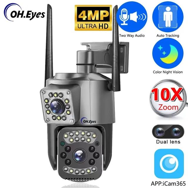 Câmera de Vigilância Impermeável ao Ar Livre, IP, WiFi, 2 Lentes, PTZ, 2K, Lente Dupla - Foto 5