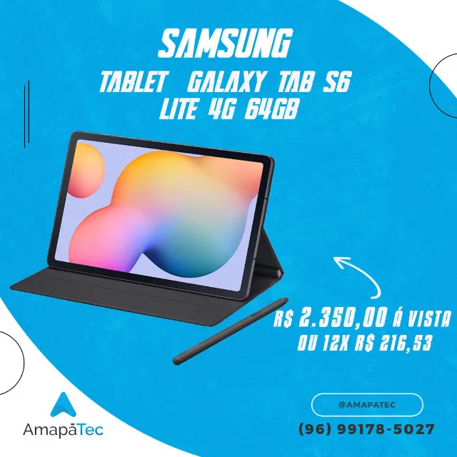 Tablet Samsung Galaxy Tab S6 Lite (2024) Android 14 Câmera Traseira 8MP Cinza