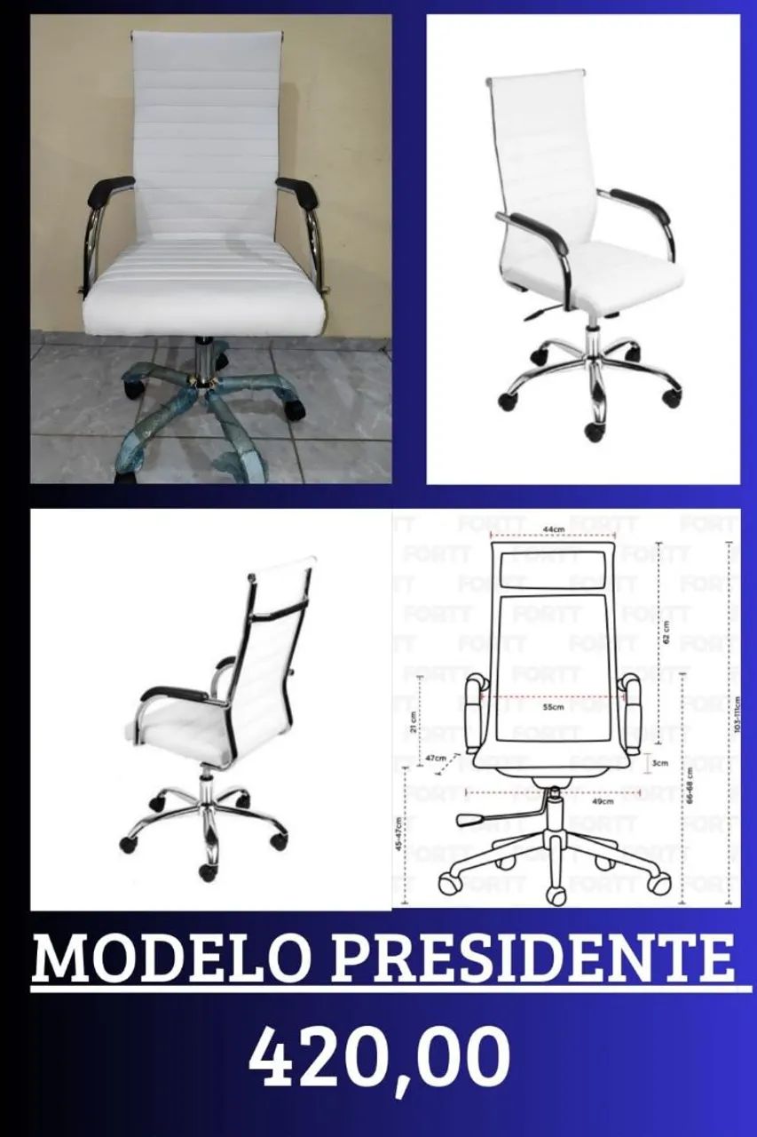 Cadeira de Escritório Presidente - Conforto e Design - Foto 3