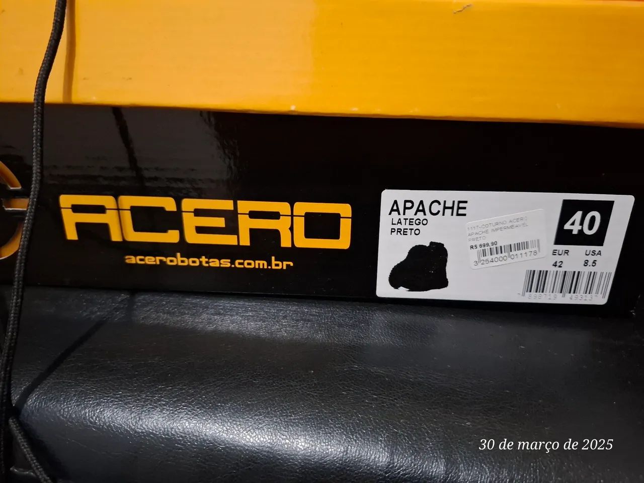 Coturno o apache de Couro preto masculina impermeável  - Foto 4