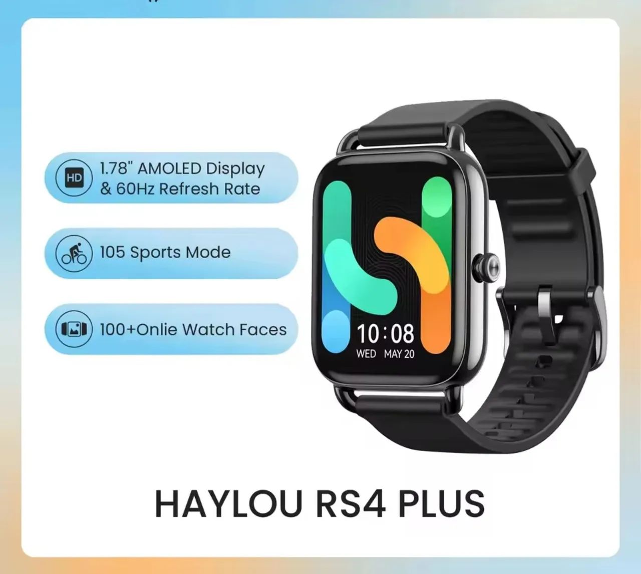 Smartwatch Haylou RS4 Plus com Tela AMOLED