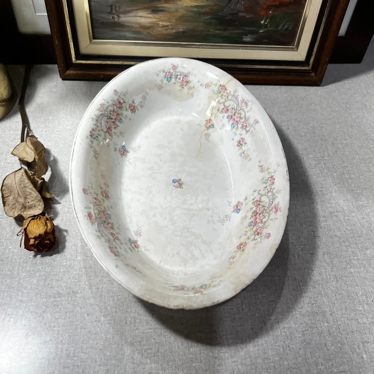 Travessa antiga com flores - 31x22x6 cm - Foto 6