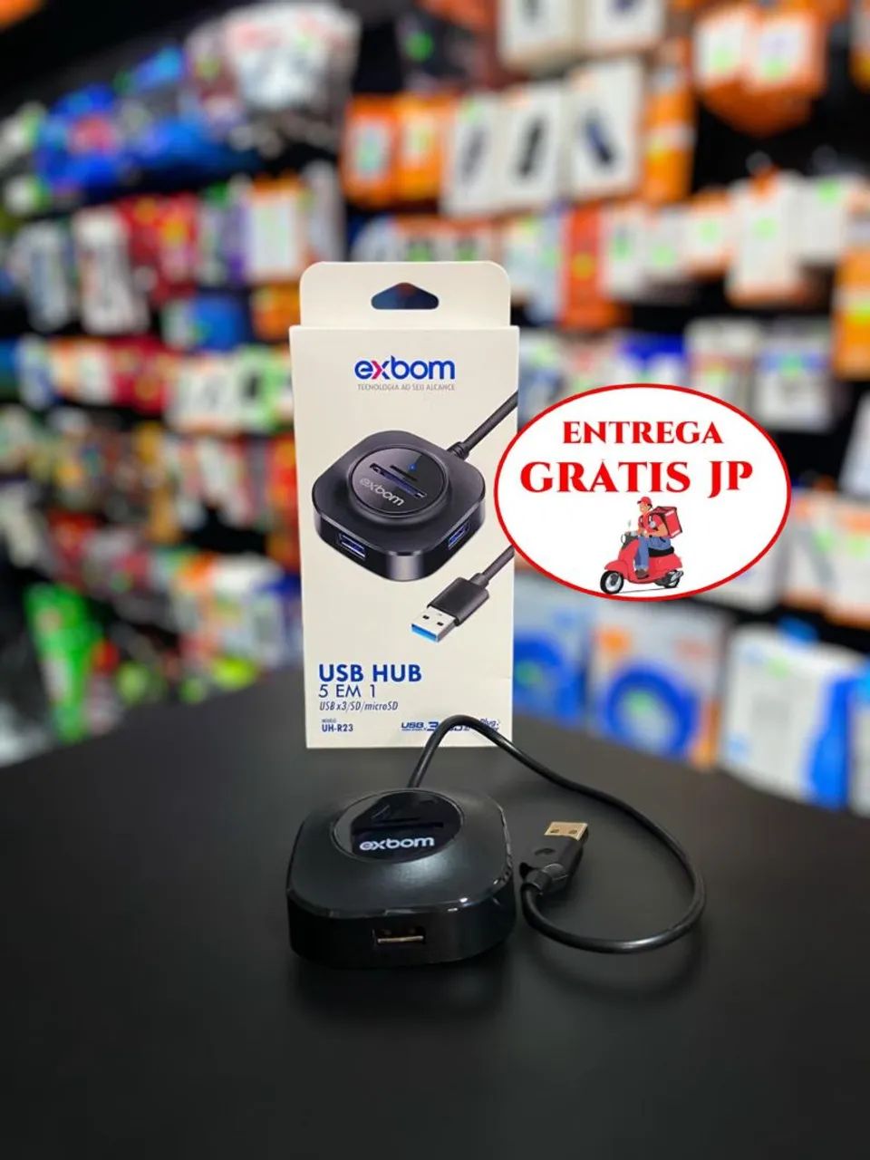 HUB 3 EM 1 USB/SD/MICROSD EXBOM UH-R23