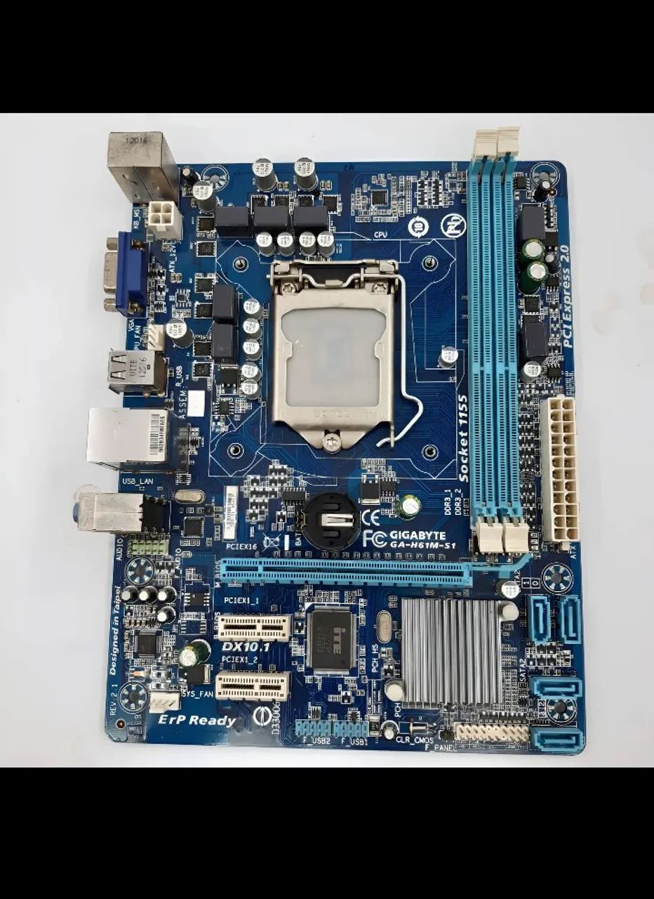 Placa-mãe Gigabyte GA-H61M-S1 + Processador i5 3.20 GHz + Memória 8GB Ram DDR3 Troco Em TV