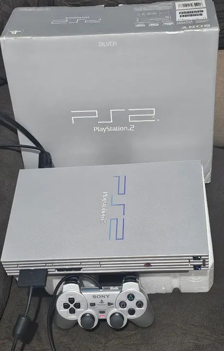 Playstation 2 FAT EDIÇÃO SILVER - Console Completo caixa serial batendo japonês - Foto 5