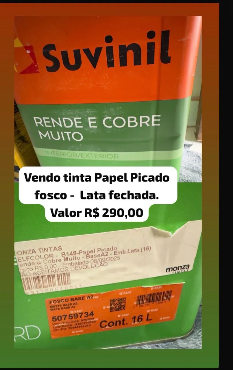  Vendo Tinta Suvinil  fosco- Papel Picado 
