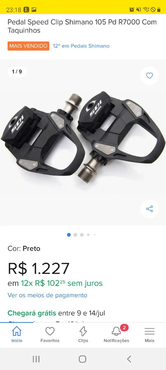 Pedal Speed Clip Shimano 105 Pd R7000 com Taquinhos