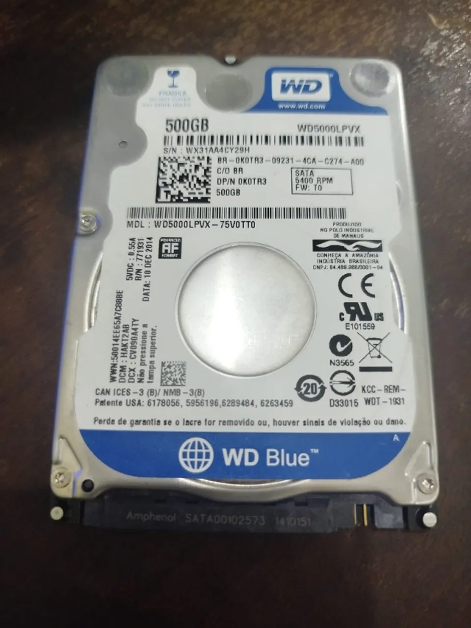 HD P/ NOTEBOOK WESTERN DIGITAL 500GB 2,5