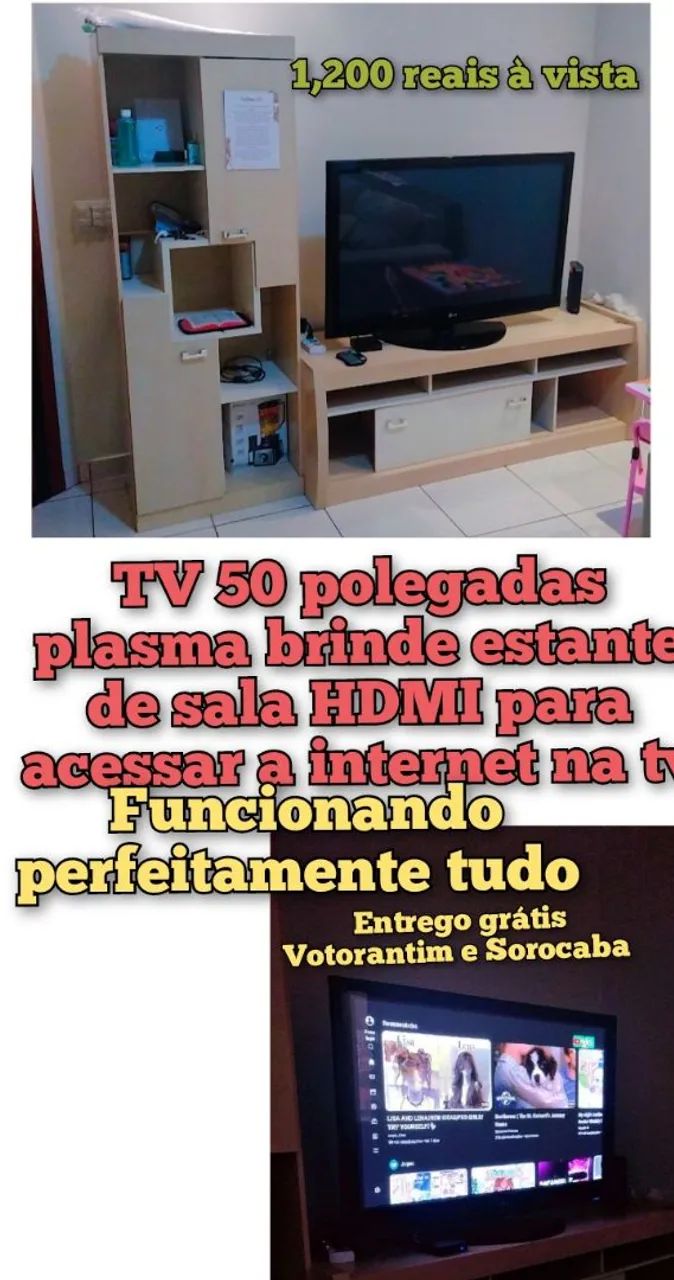 TV 50 polegadas+ rack+  box tv HDMI valor à vista no dinheiro em mãos