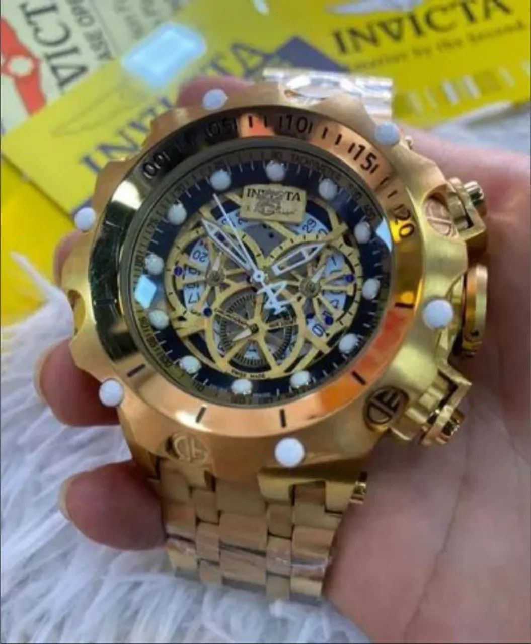 Invicta Venom Hubrid Banhado a ouro 18k Todo funcional  - Foto 4