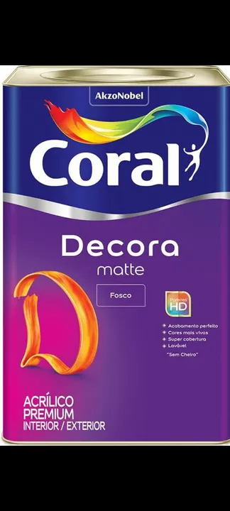 Tinta Acrilica Coral Decora Matte Fosco - Acrilico Premium Interior/Exterior - 1L