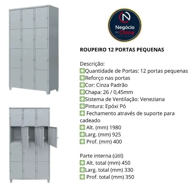 Roupeiro Locker em Aço 12 portas pequenas - Foto 2