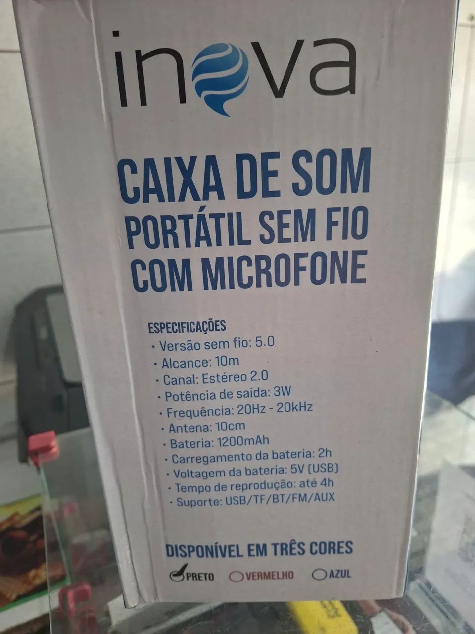 Caixa de Som Portátil Sem Fio com Microfone Inova - Foto 2
