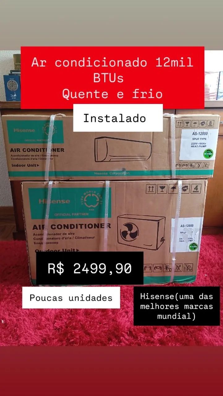Ar Condicionado Hisense 12000 BTUs INSTALADO 