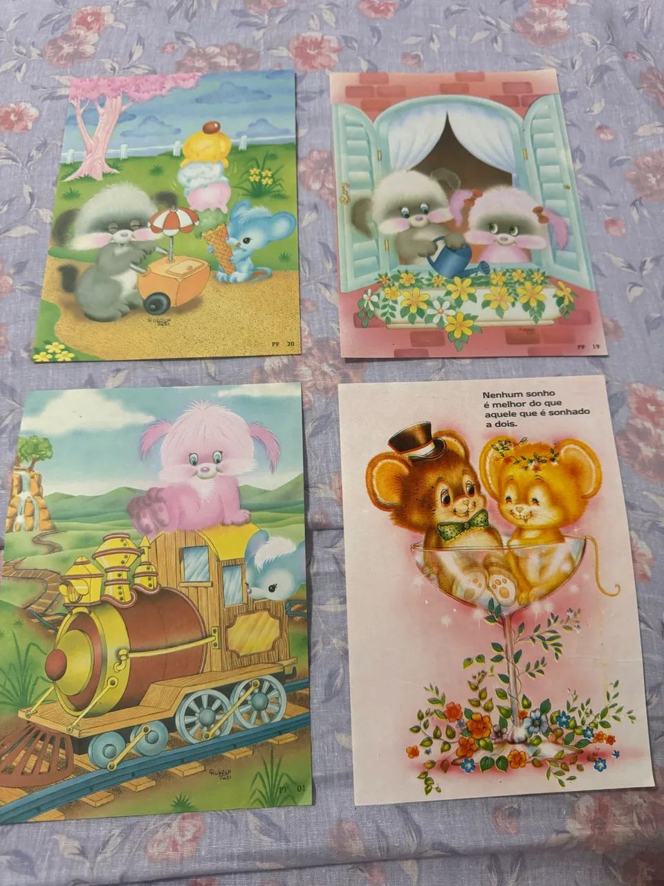 Kit 4 papéis de carta desenhos raros e antigos década 80/90