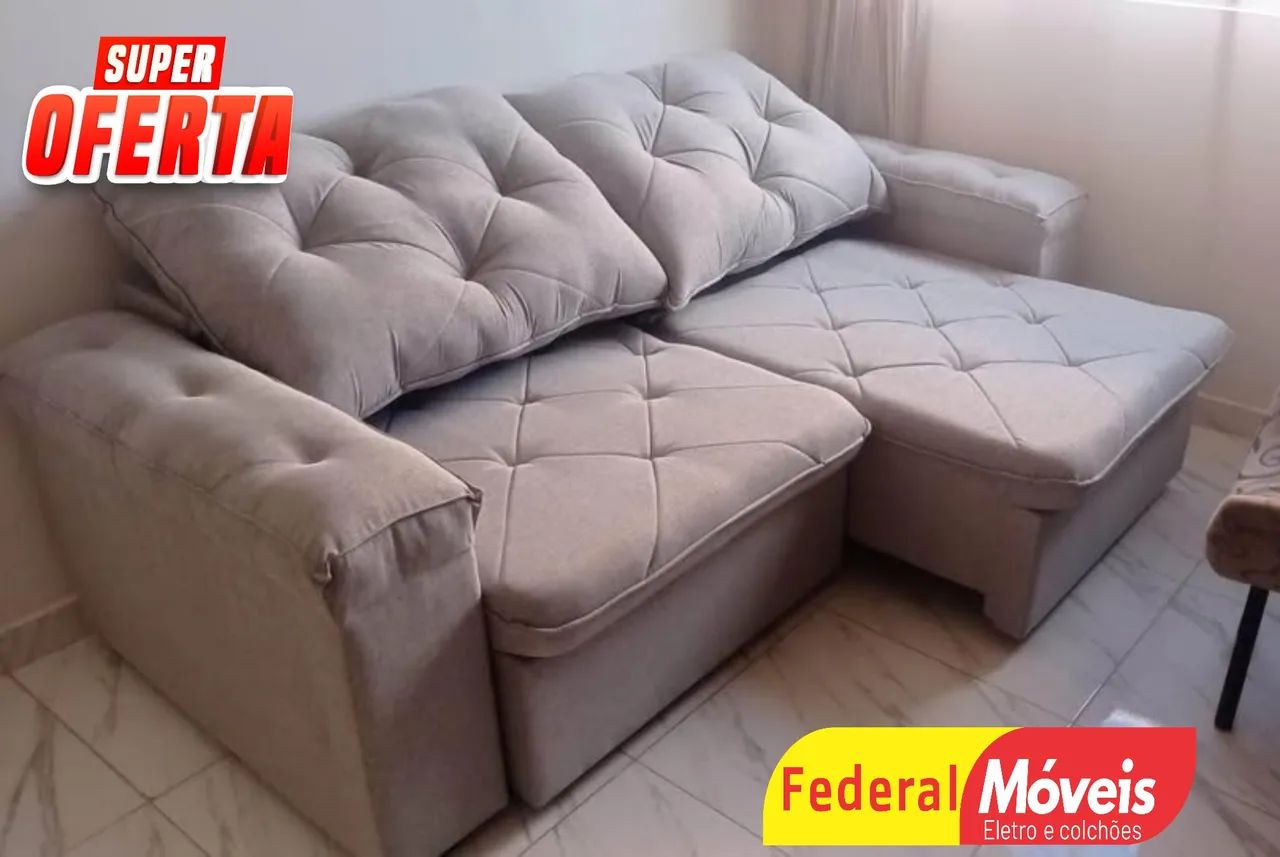 Sofá Retrátil 2,30m Linho D33 - Solicite Nosso Catálogo 
