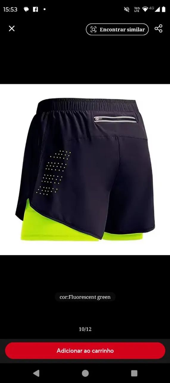 Short de corrida com detalhes refletivos