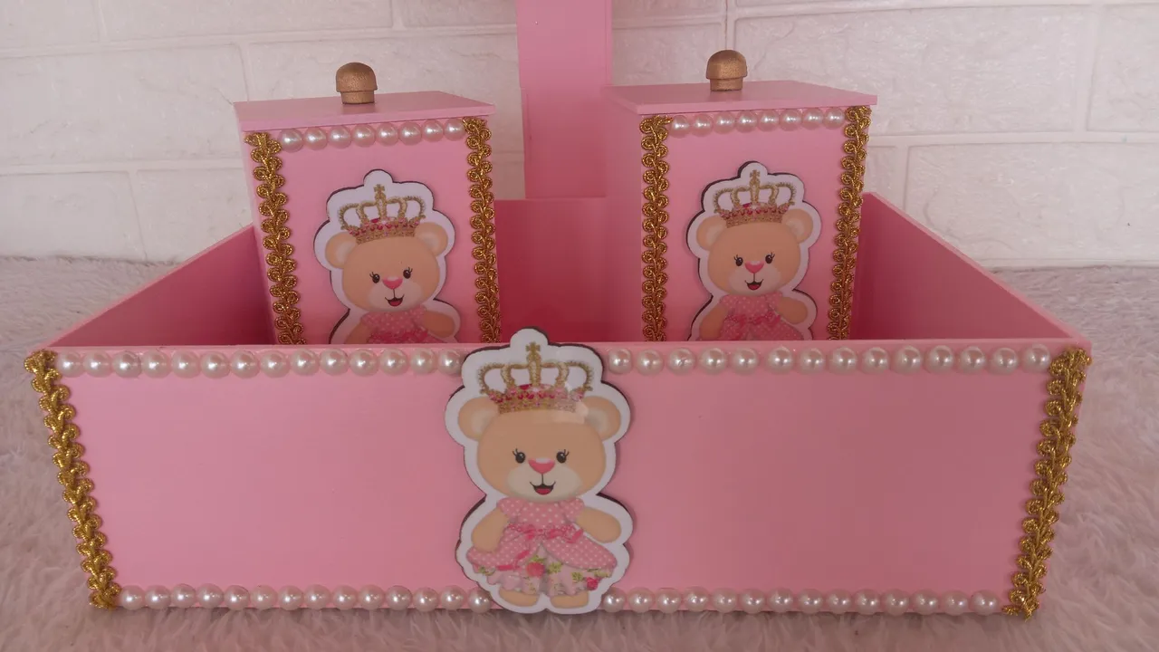 Organizador Infantil Princesa Ursinha Rosa
