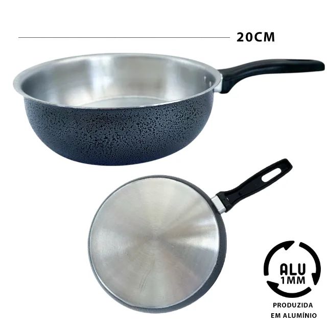 Conjunto de jogo de Panelas 5 peças Alumínio Resistente - Preto - Foto 3