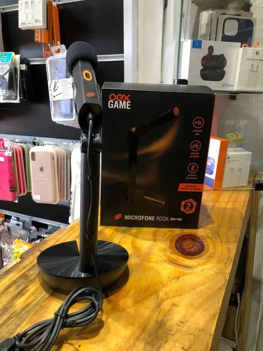 Microfone Gamer OEX Omnidirecional Rook Podcast - MG100