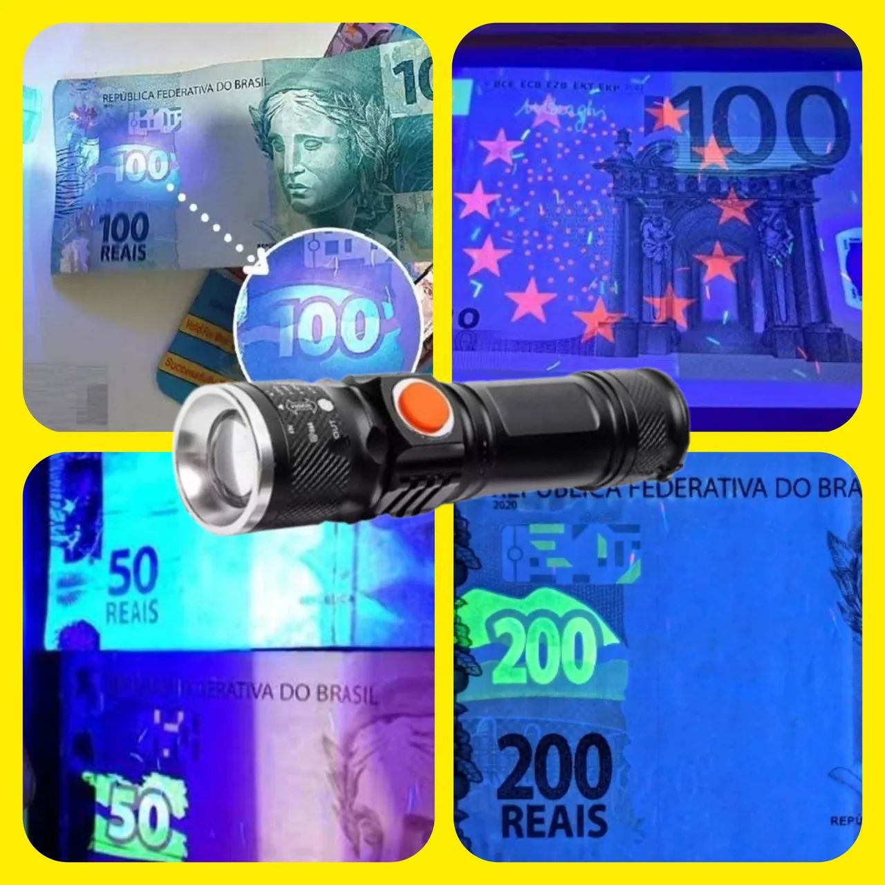 Lanterna luz negra uv carregamento usb