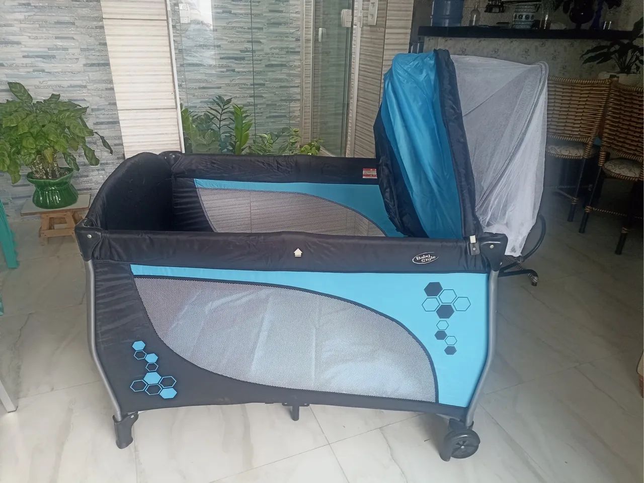 Berço Portátil Bebê- Azul
