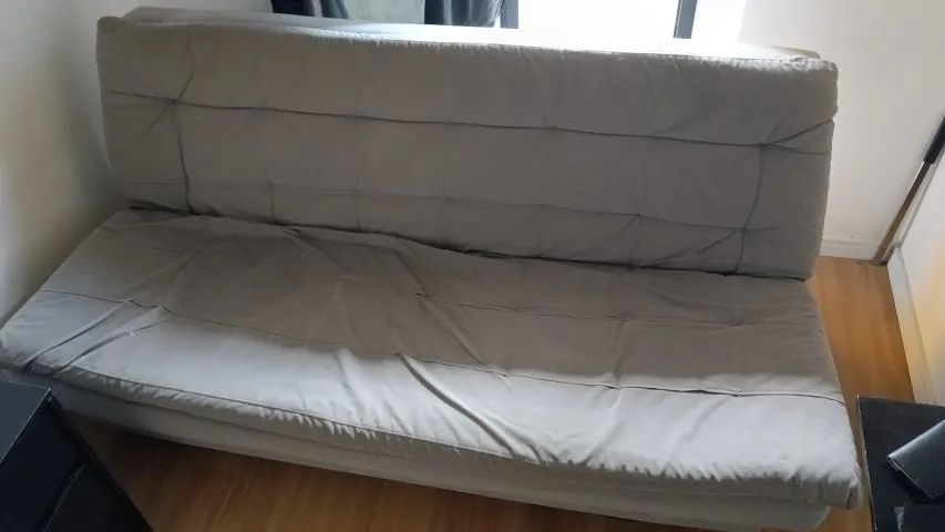 Sofá-cama usado, cinza, DOAÇÃO (abre normalmente) - Foto 2