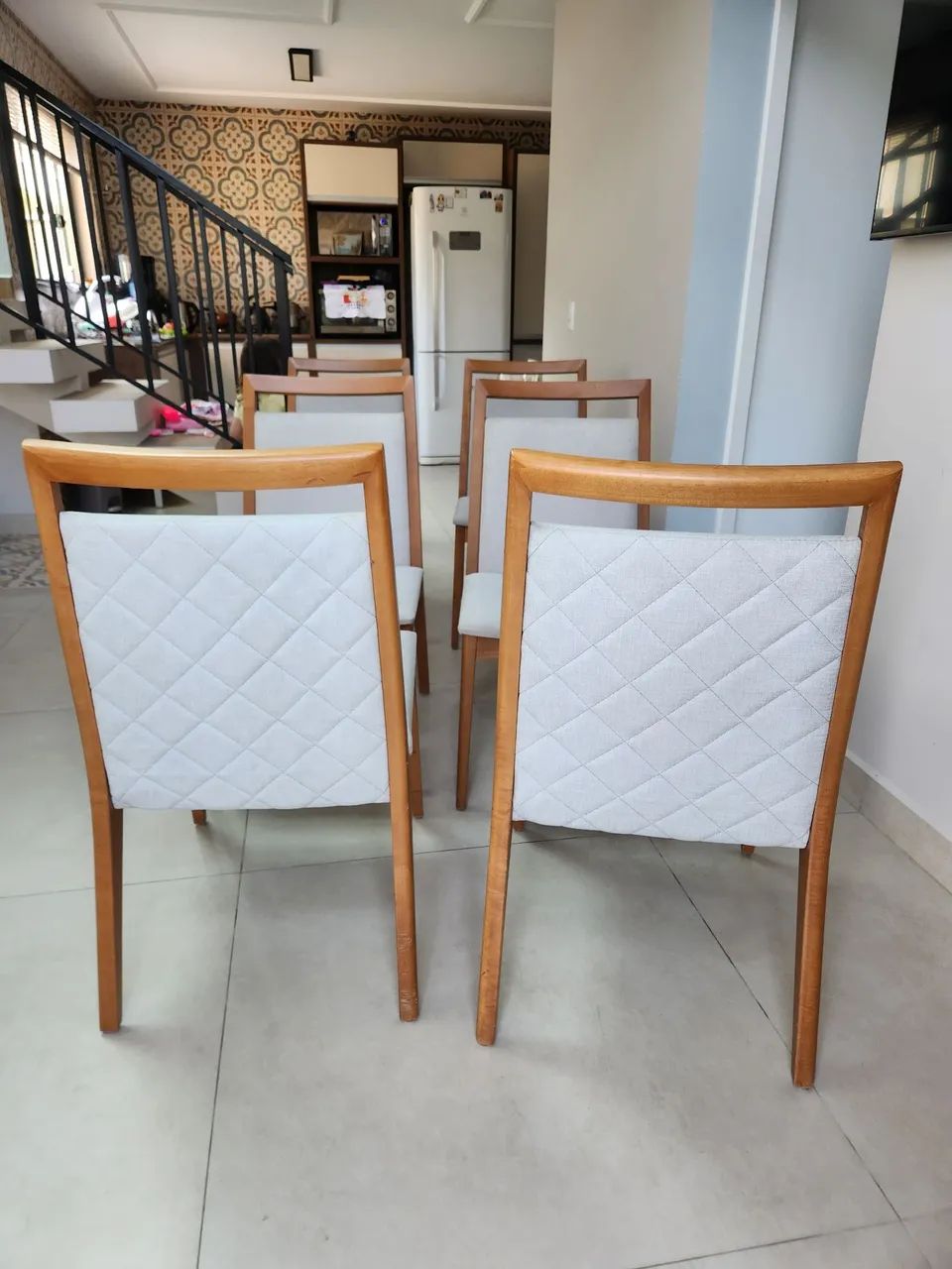Jogo kit 6 Cadeiras para Mesa Jantar Linho Design Higienizadas  - Foto 3