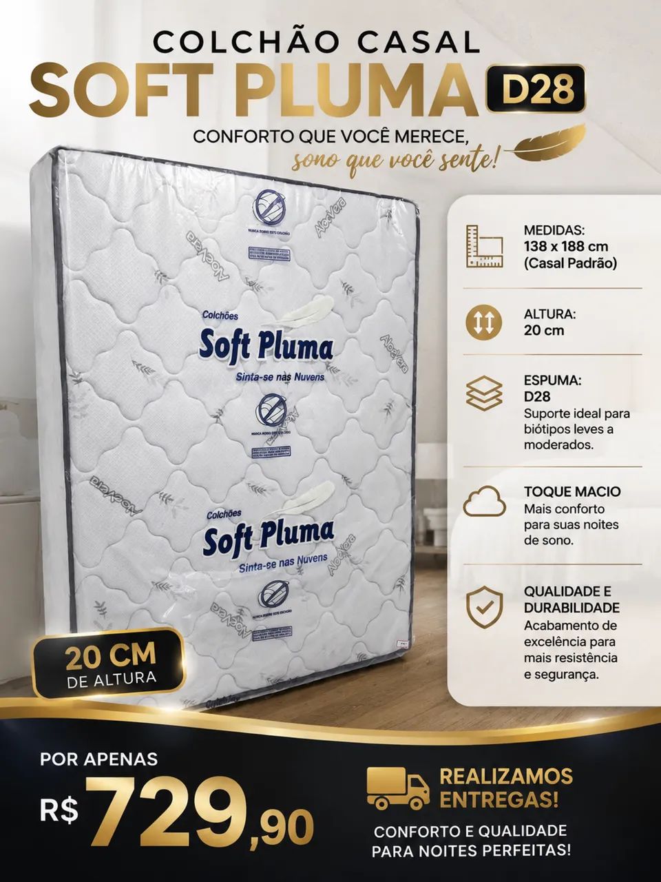 Colchão de Cama Casal 