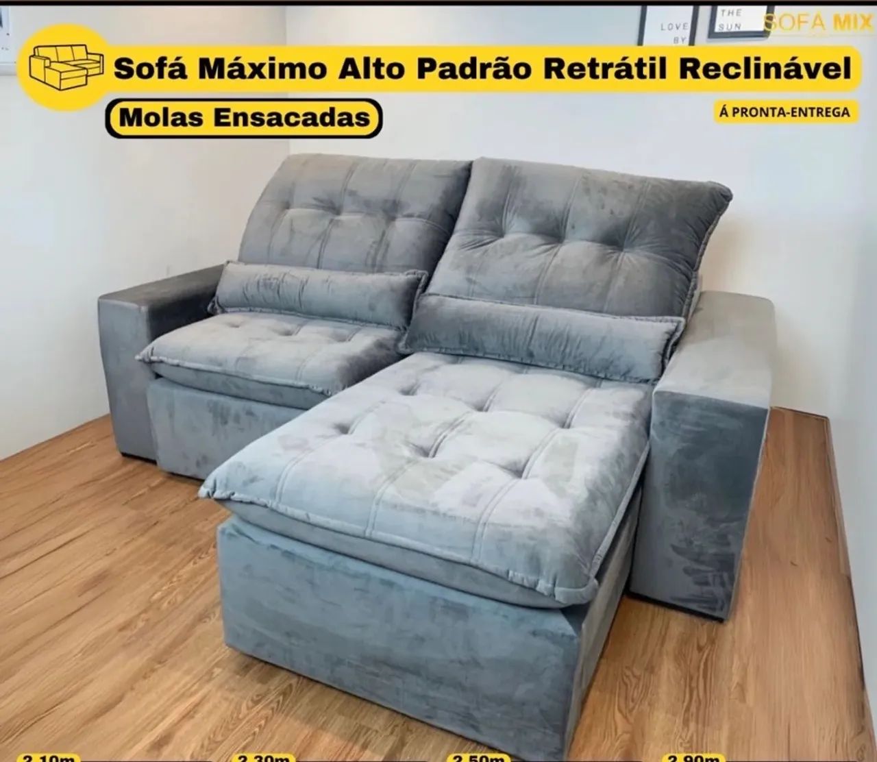 Sofá Retrátil Reclinável 3lugares - Molas Ensacadas